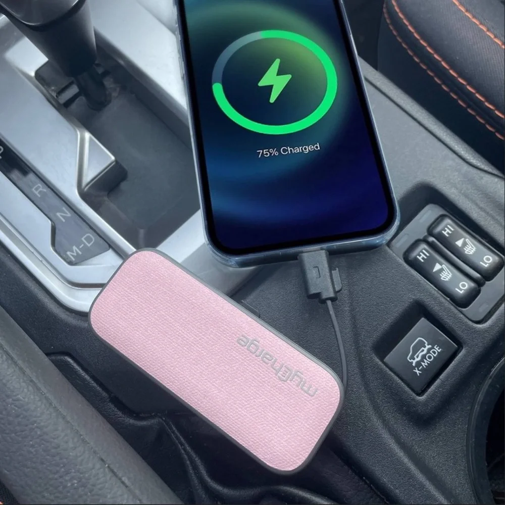 myCharge Powerhub Mini 3000mAh/12W Output Power Bank with Integrated Cables-Pink